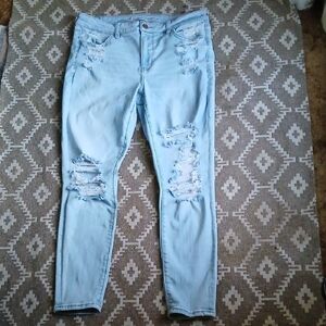 American Eagle Outfitters Light Blue Ripped Skinny Jeans